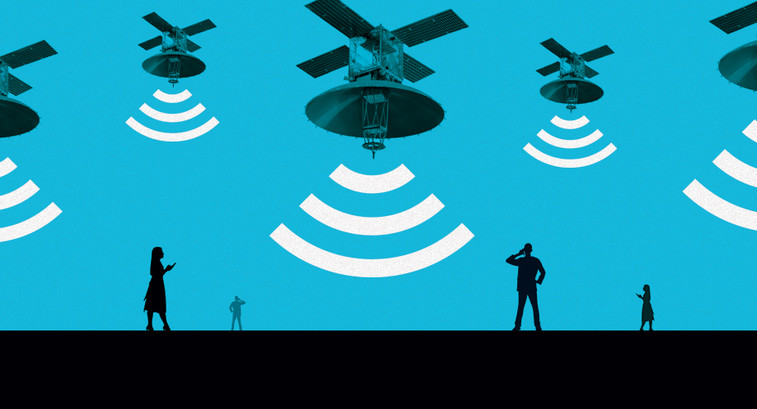 illustration of wireless signals and satellites