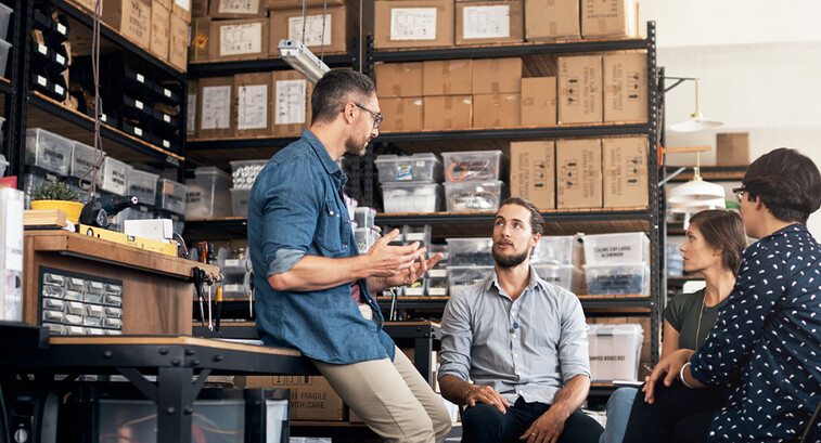 Group of colleagues having a discussion