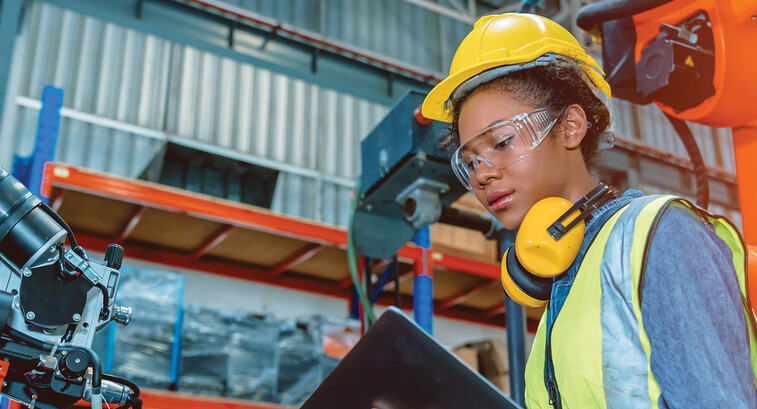 Manufacturing worker in a factory