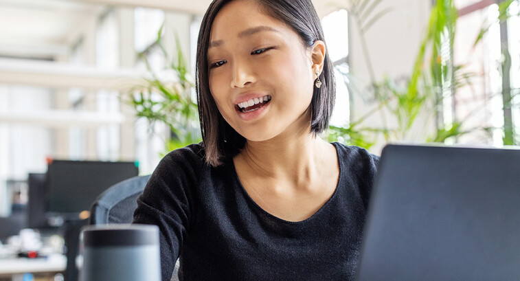 Person using an AI assistant in the office