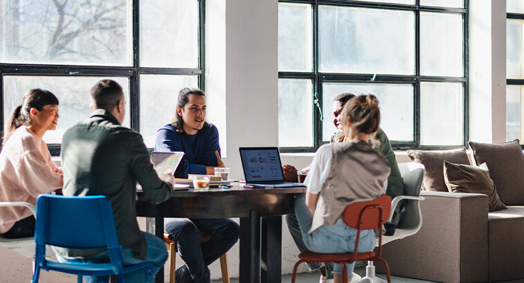 Employees working at a start-up