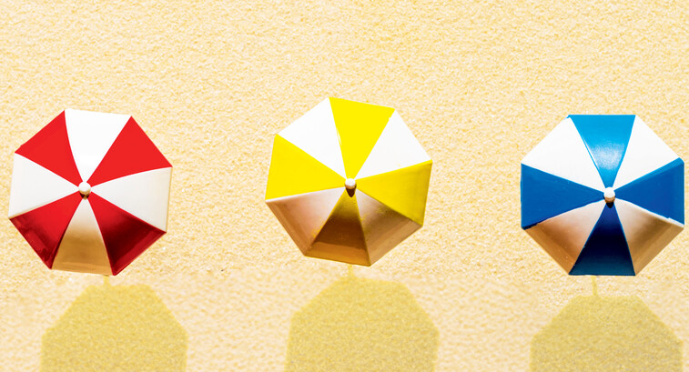 Three beach umbrellas to symbolize three tech tips