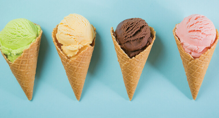 Concept art featuring four ice cream cones