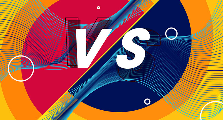 Abstract image showing "versus" overlap of shapes