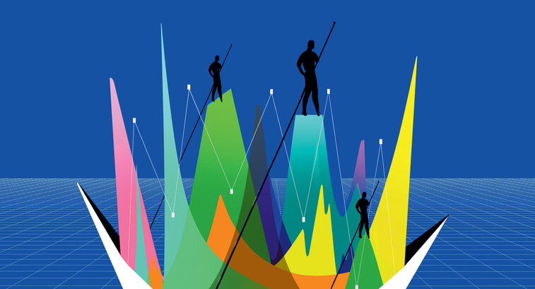 Abstract of data points as sailboats