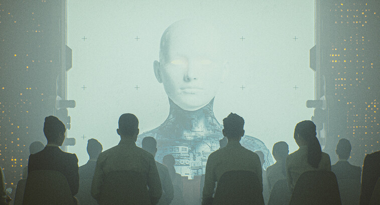 Abstract image of AI and humans