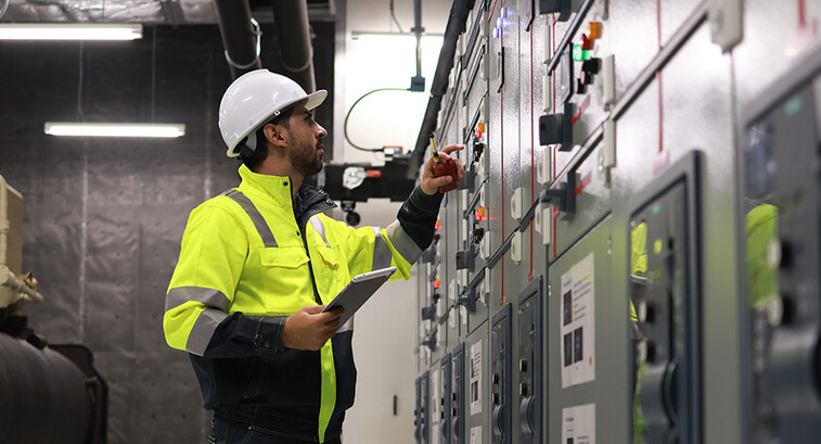 Engineers working in the main control room