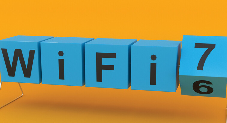 Colorful boxes spelling out WiFi 7