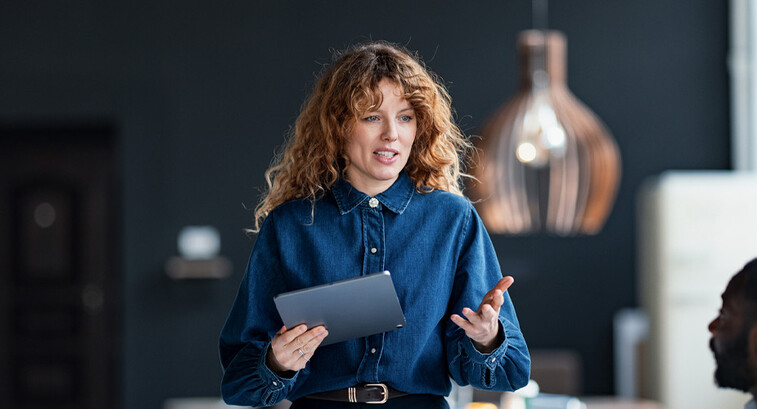 Small business leader in a meeting