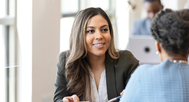 Banker working with customer