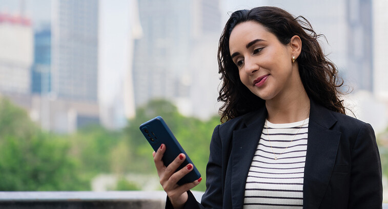 A woman using a smartphone
