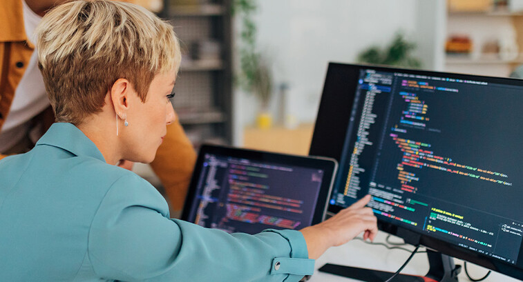 Person reviewing code 