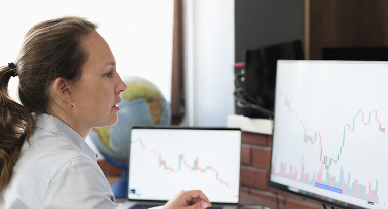 Person reviewing financial data