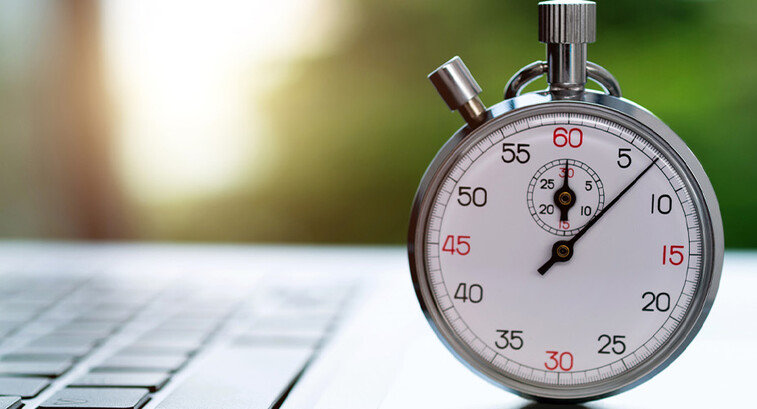 Stopwatch on laptop keyboard