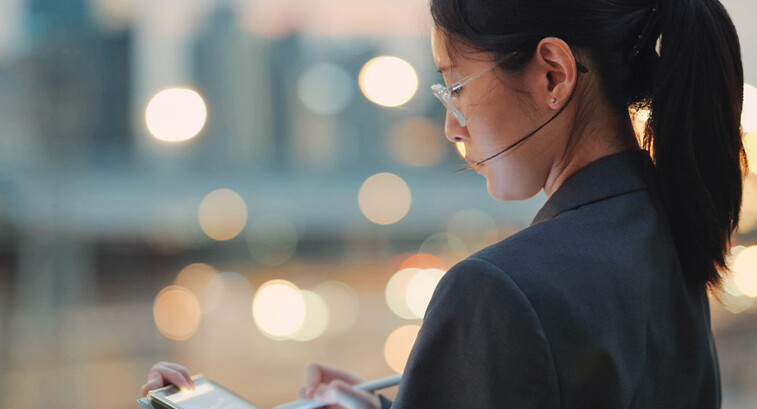 Person looking at a tablet