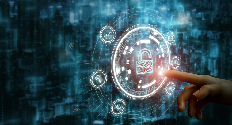 Lock surrounded by icons