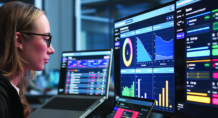 Woman Monitoring Cybersecurity Threats