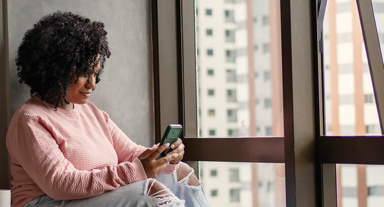 Woman handling her finances from home