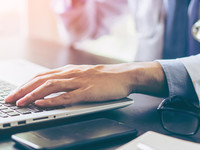 Clinician using technology 