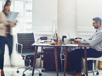 Blurred motion shot of a busy office
