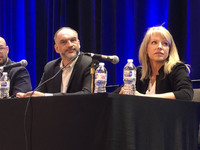 Paul Kay, senior VP and global CISO at EchoStar; Michael Coates, CEO of Altitude Networks; Richard Mason, president and CSO of Critical Infrastructure; and Nancy Phillips, CISO of Centura Health