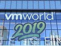VMworld 2019 logo on building