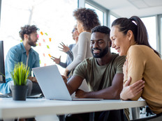 Employees working together in an office