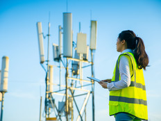 Engineer working at a telecommunications tower
