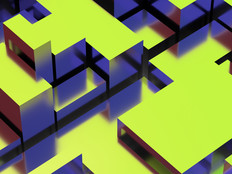 Geometric yellow cubes on blue background