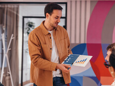 Person presenting in the office