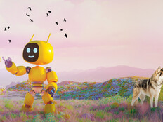Colorful AI bots in a fairy tale background