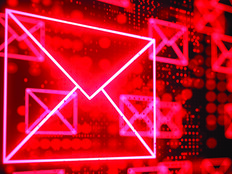 Neon email symbol in red