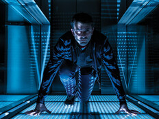 Person scaling hallway