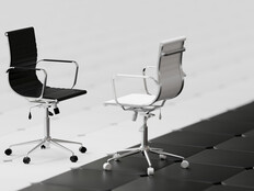 Two office chairs black and white