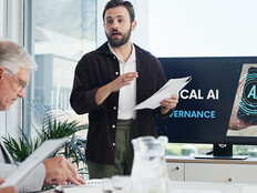 Group of people having AI governance discussion