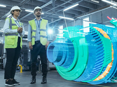 Utility workers observing virtual schematic