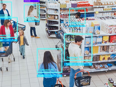 Cameras watching shoppers in a grocery store