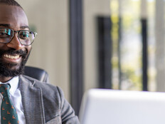 Person using computer in office
