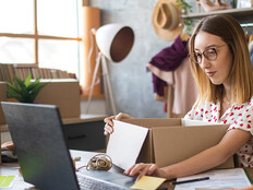 A business owner completes an order