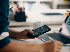 Man accessing financial data
