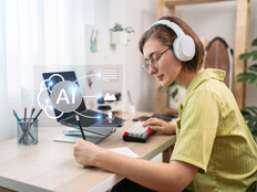 Small business owner using AI