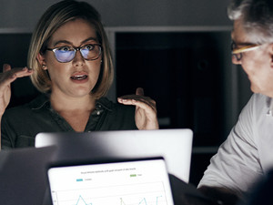 Coworkers meeting in the office