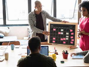 Coworkers collaborating in a meeting