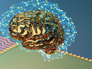 Artificial Intelligence concept brain with CPU