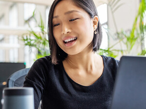 Person using an AI assistant in the office