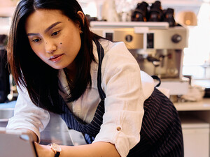 Person working on a tablet