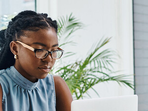 Person using computer in small business