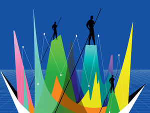 Abstract of data points as sailboats