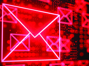 Neon email symbol in red