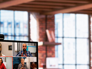 Person taking meeting remotely